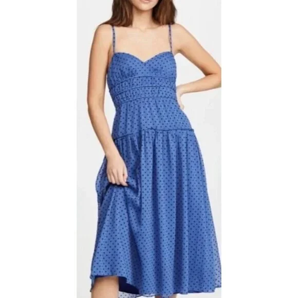 La Maison Talulah Sorrento Midi Dress Women's XS Blue Polka Dot Retro Look X - Picture 5 of 16